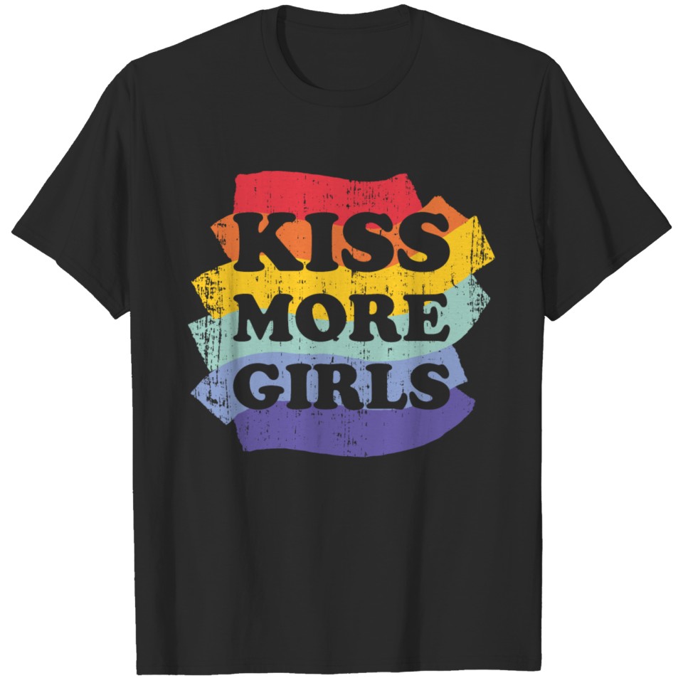 Ladies Kiss More Girls Lesbian Pride Lgbt Gay T-Shirt