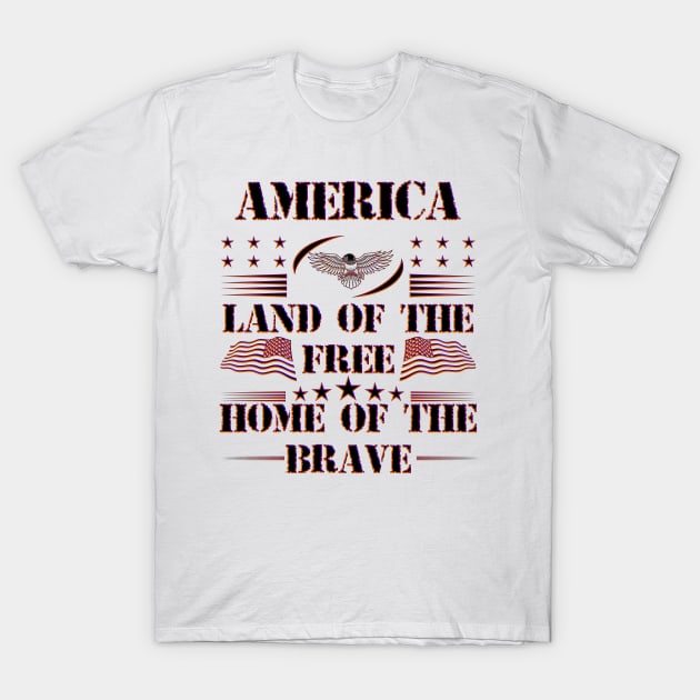 Land Of The Free Home Of The Brave Eagle Usa Flag T-Shirt July 4Th Tshirt, July 4Th Tee, Independence Premium Shirt