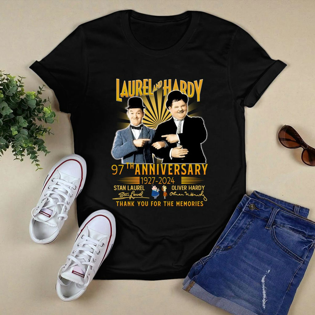 Laurel And Hardy 97Th Anniversary 1927 2024 Thank You For The Memories Shirt, Premium Shirt