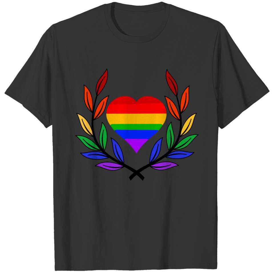 Laurel Wreath Lgbt Difference Rainbow Flag Heart T Shirts