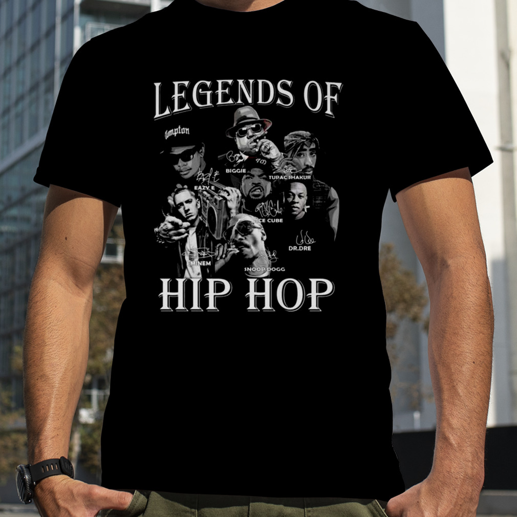 Legends Of Hip Hop Biggie Tupac Shakur Eazy E Ice Cube Eminem De.Dre Snoop Dogg Signatures Shirt, Premium Shirt
