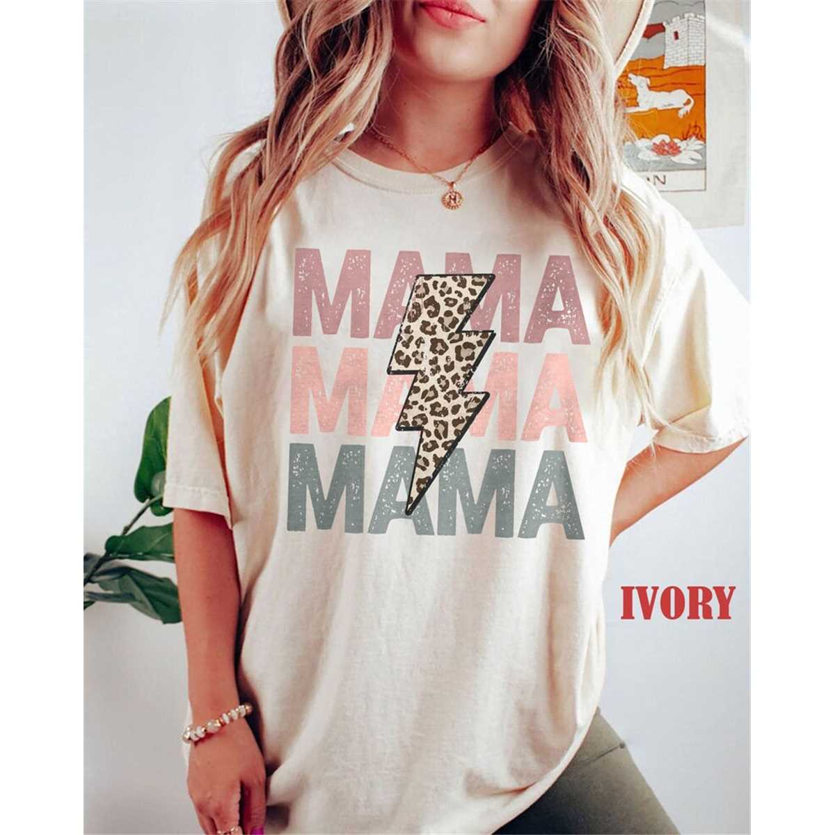 Leopard Lighting Mama T-Shirt, Mom Shirt, Mama Shirt, Premium Shirt
