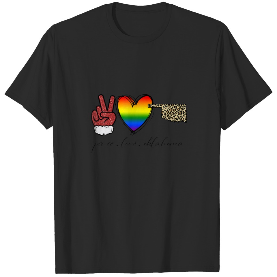 Leopard Peace Love Oklahoma Heart Lgbt Pride Chris T-Shirt