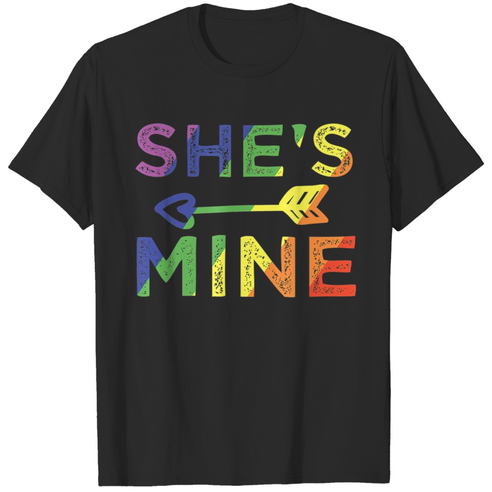 Lesbian Couple Gifts Shes Mine Matching Lgbt Pride T-Shirt