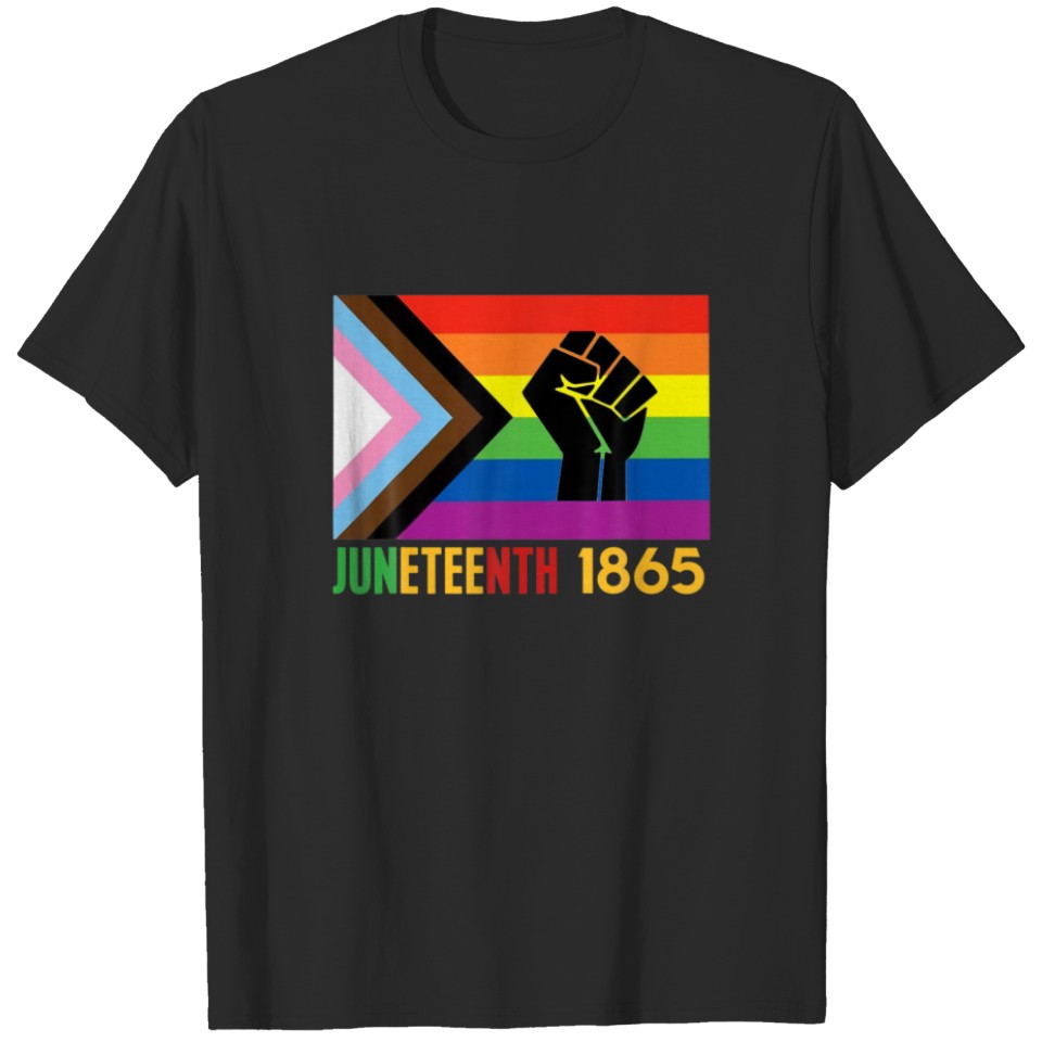 Lesbian Juneteenth 1865 Lgbt Gay Pride Flag Black T-Shirt