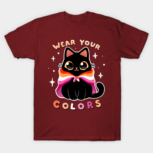 Lesbian Lgbt Pride Cat - Kawaii Rainbow Kitty - Wear Your Colors - Lesbian - T-Shirt