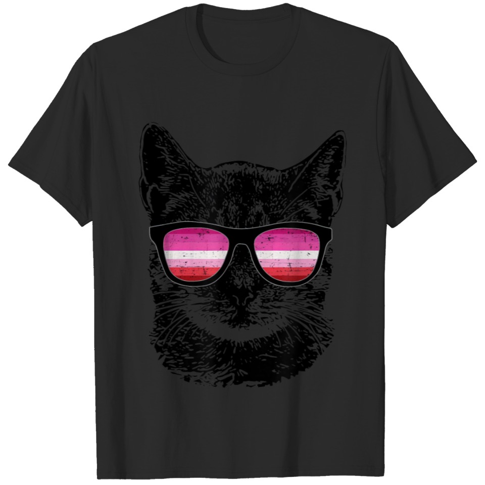 Lesbian Pride Cat Lgbt Sunglasses T T-Shirt
