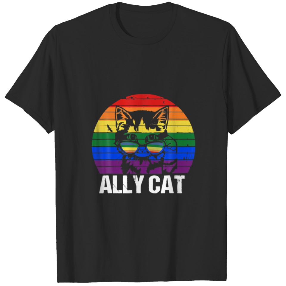 Lgbt Ally Cat Be Kind Rainbow Funny Lgbtq Kindness T-Shirt
