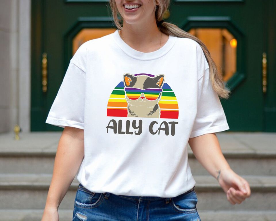 Lgbt Ally Cat Shirt, Pride Cat Shirt, Pride Month Gay Shirt, Lgbt Ally Shirt, Lgbtq Shirt, Supporting Lgbt Shirt, Lgbtq Activist Shirt