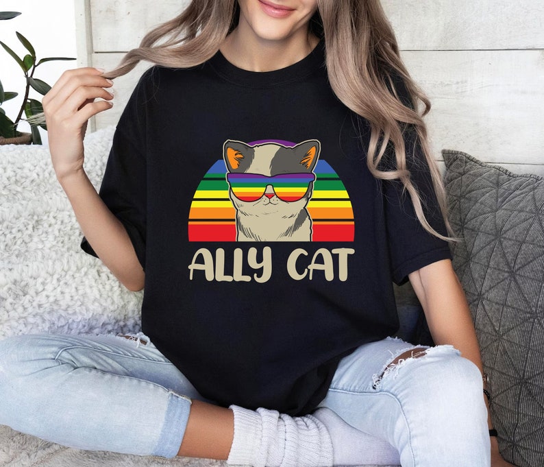 Lgbt Ally Cat Shirt, Pride Cat Shirt, Pride Month Gay Shirt, Lgbt Ally Shirt, LGBTQ Shirt, Supporting LGBT Shirt, LGBTQ Activist Shirt