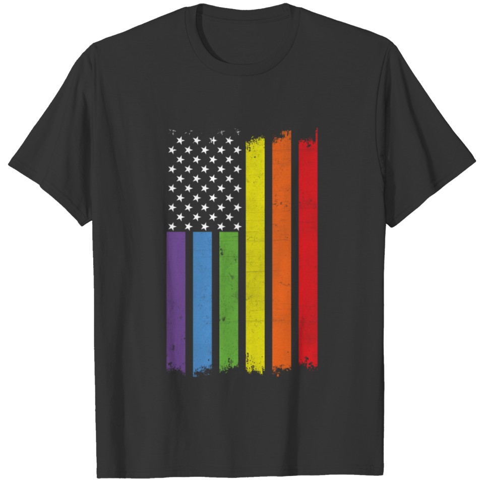 Lgbt American Pride Flag T Shirts Gay Lesbian Lgbt