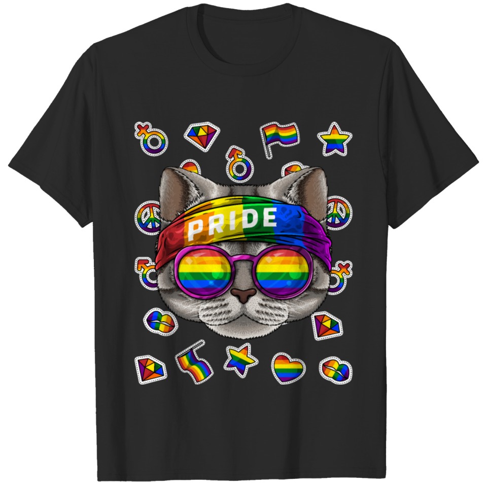 Lgbt American Shorthair Gay Pride Month Cat Rainbo T-Shirt