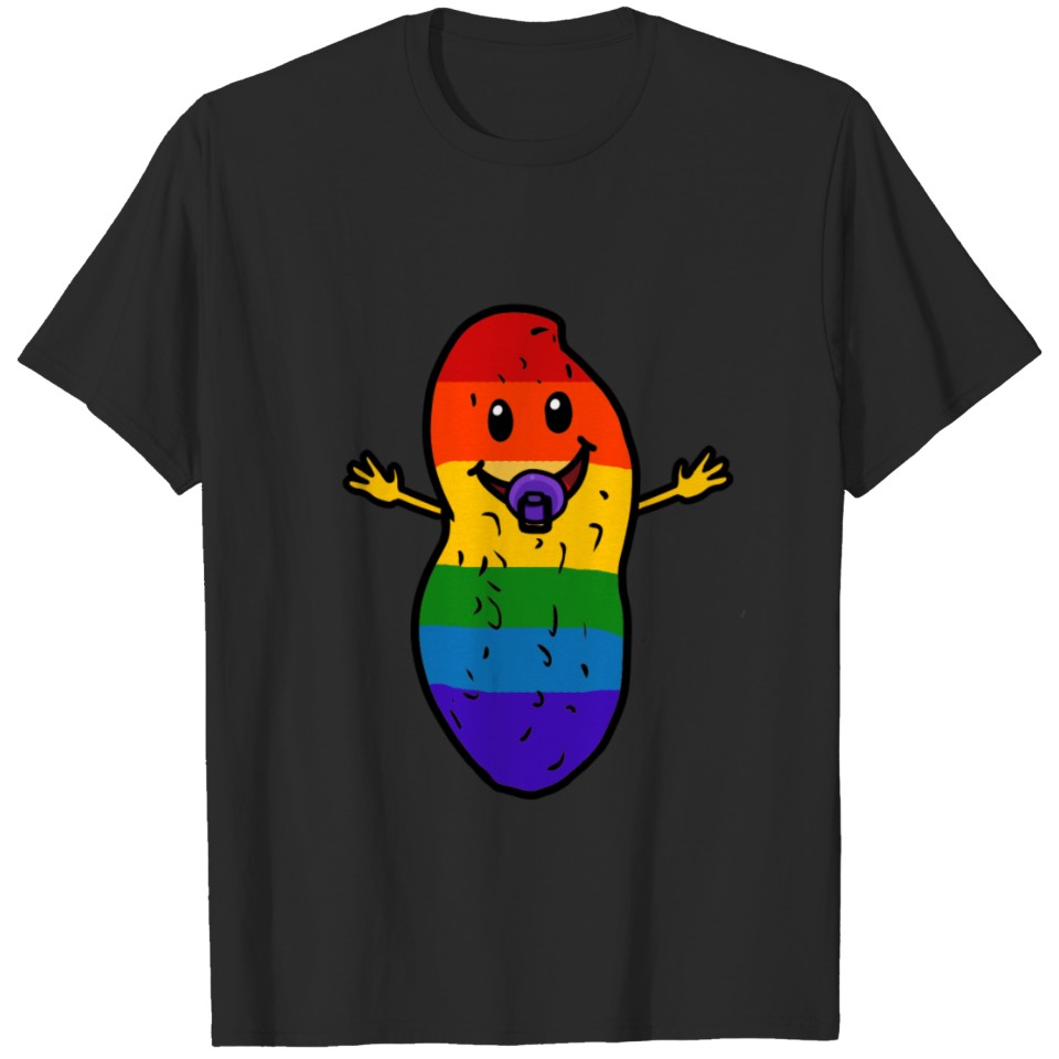 Lgbt Birth Baby Peanut Gay Pride Rainbow Flag T-Shirt
