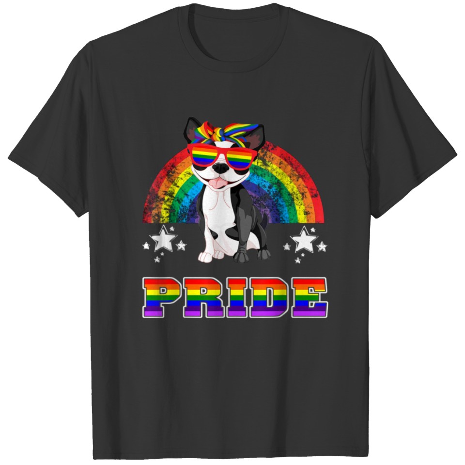 Lgbt Boston Terrier Dog Gay Pride Rainbow T Shirts