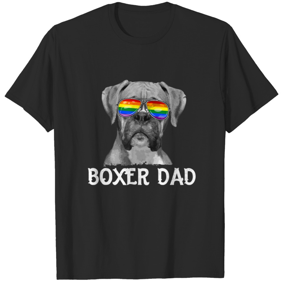 Lgbt Boxer Dad Rainbow Pride Flag Dog Lover T-Shirt