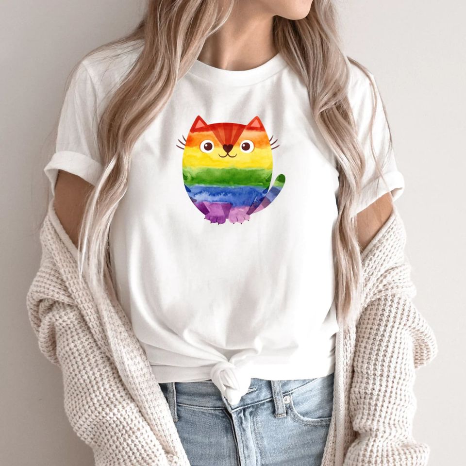 Lgbt Cat Shirt, Pride Cat Shirt, Gay Pride T-Shirt, All Genders Tee