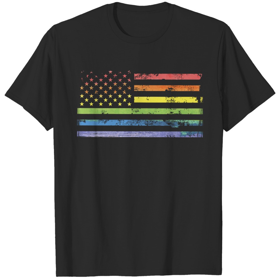 Lgbt Community American Flag Rainbow Colors Gay T-Shirt