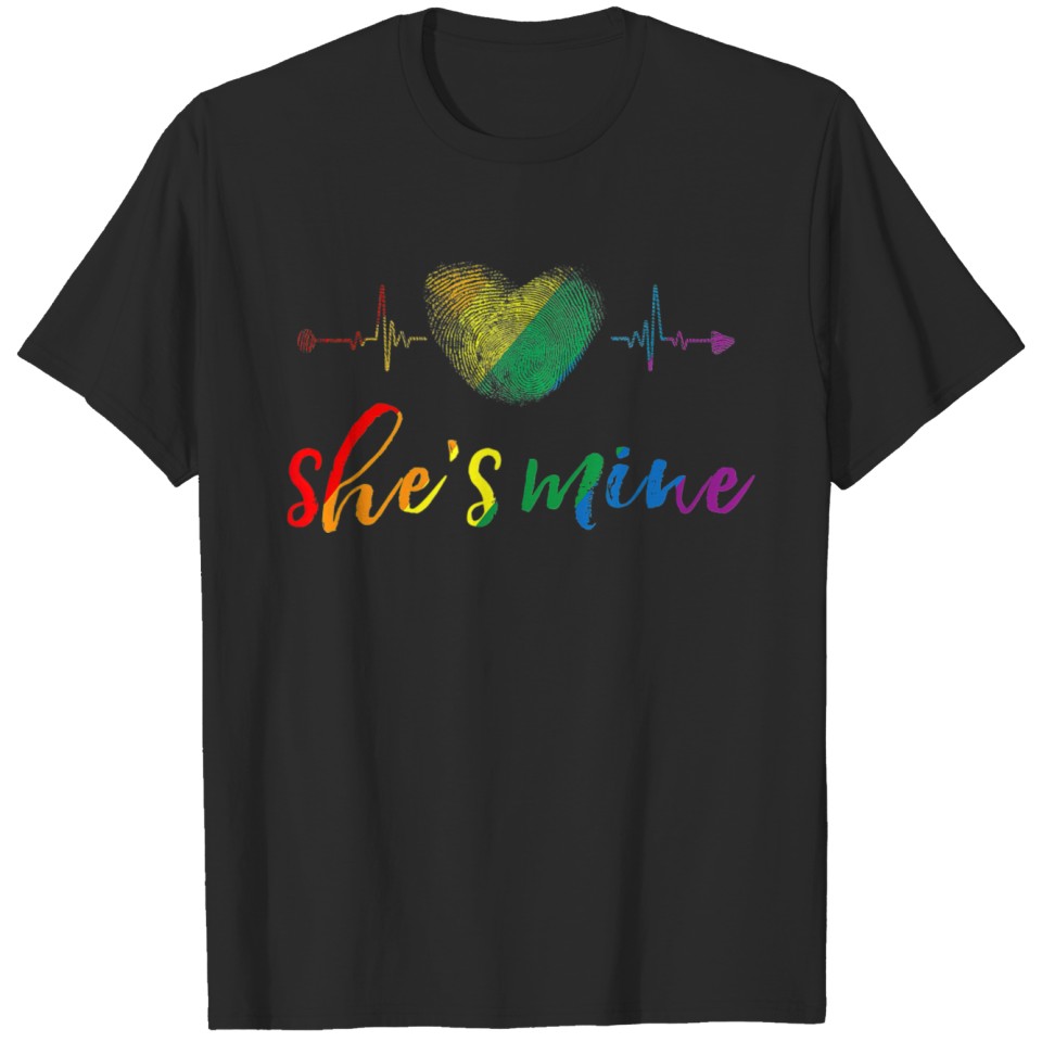 Lgbt Couple S Shes Mine Matching Lesbian Pride T T-Shirt