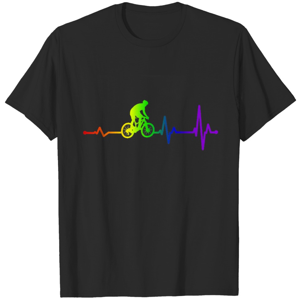 Lgbt Cycling Heartbeat Shirt Bicycle Bike Rider T-Shirt