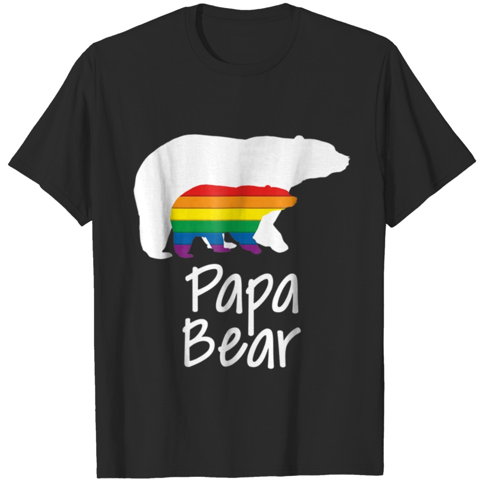 Lgbt Dad Papa Bear Mothers Gay Lesbian Pride Rainb T-Shirt
