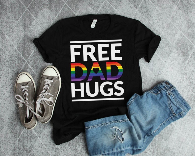 LGBT Dad Shirts, LGBT Shirts, Free Dad Hugs LGBT Awareness Shirt, Pride and Fathers Day Gift TShirt