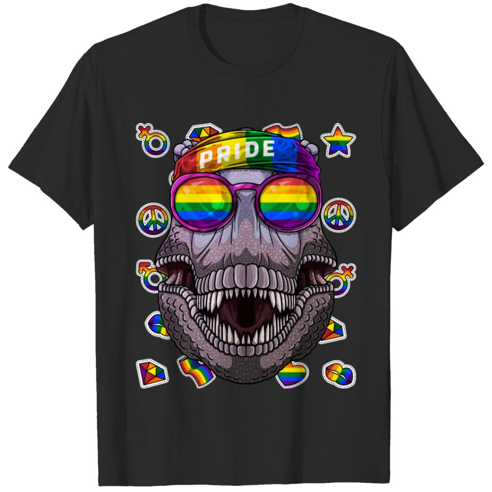 Lgbt Dinosaur Gay Pride Month T-Rex Rainbow Lesbia T-Shirt