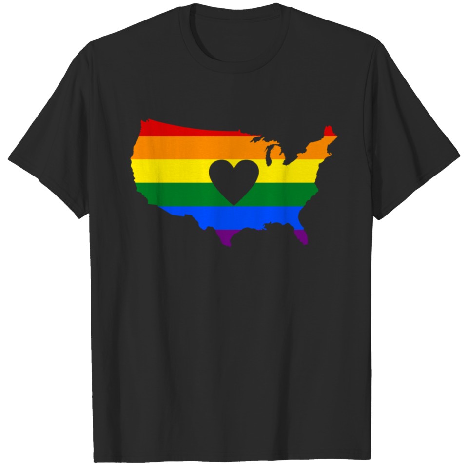 Lgbt Flag America Map T-Shirt