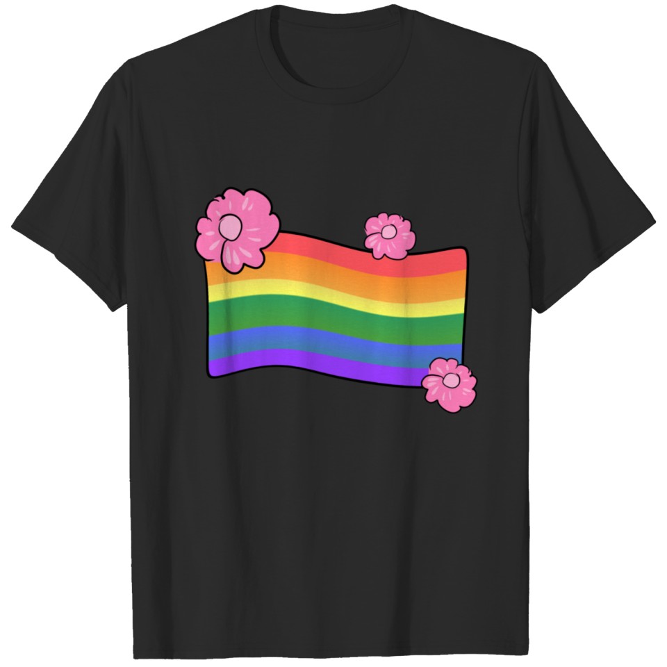 Lgbt Flag Flowers Love Rainbow T-Shirt