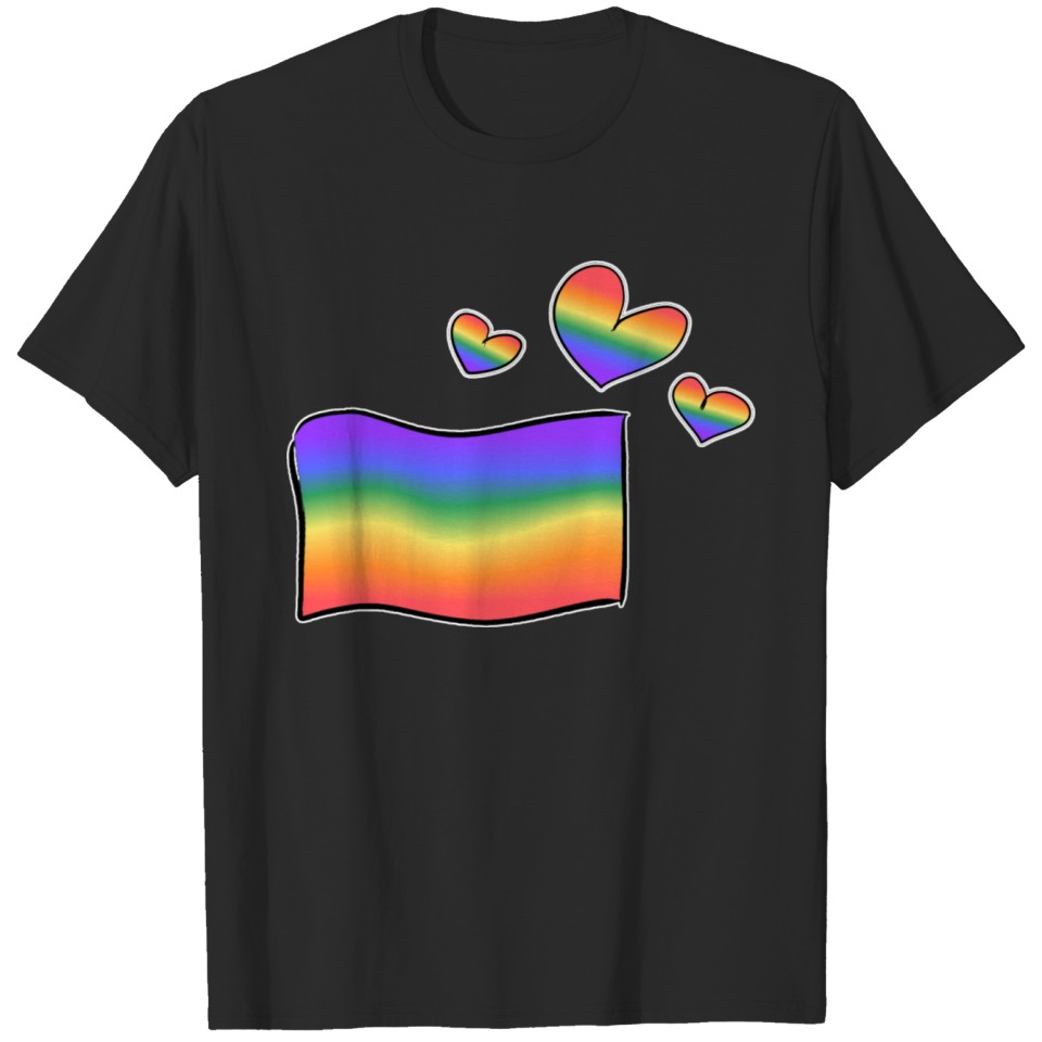 Lgbt Flag Hearts Rainbow Hearts Love T-Shirt