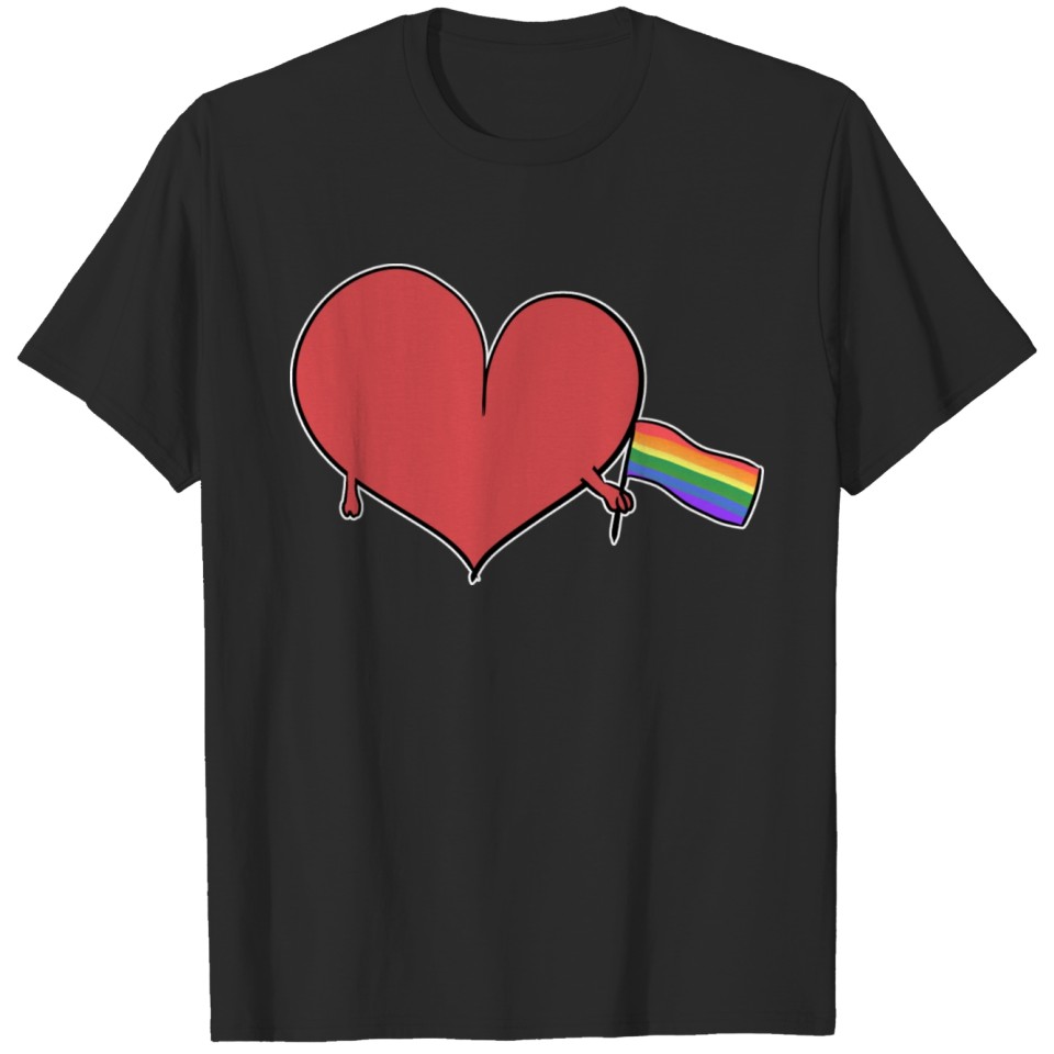 Lgbt Flag Love Heart Red Rainbow T-Shirt