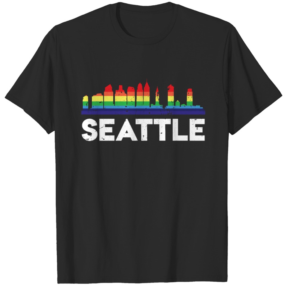 Lgbt Flag Rainbow Shirt Lgbt Seattle City Pride T-Shirt