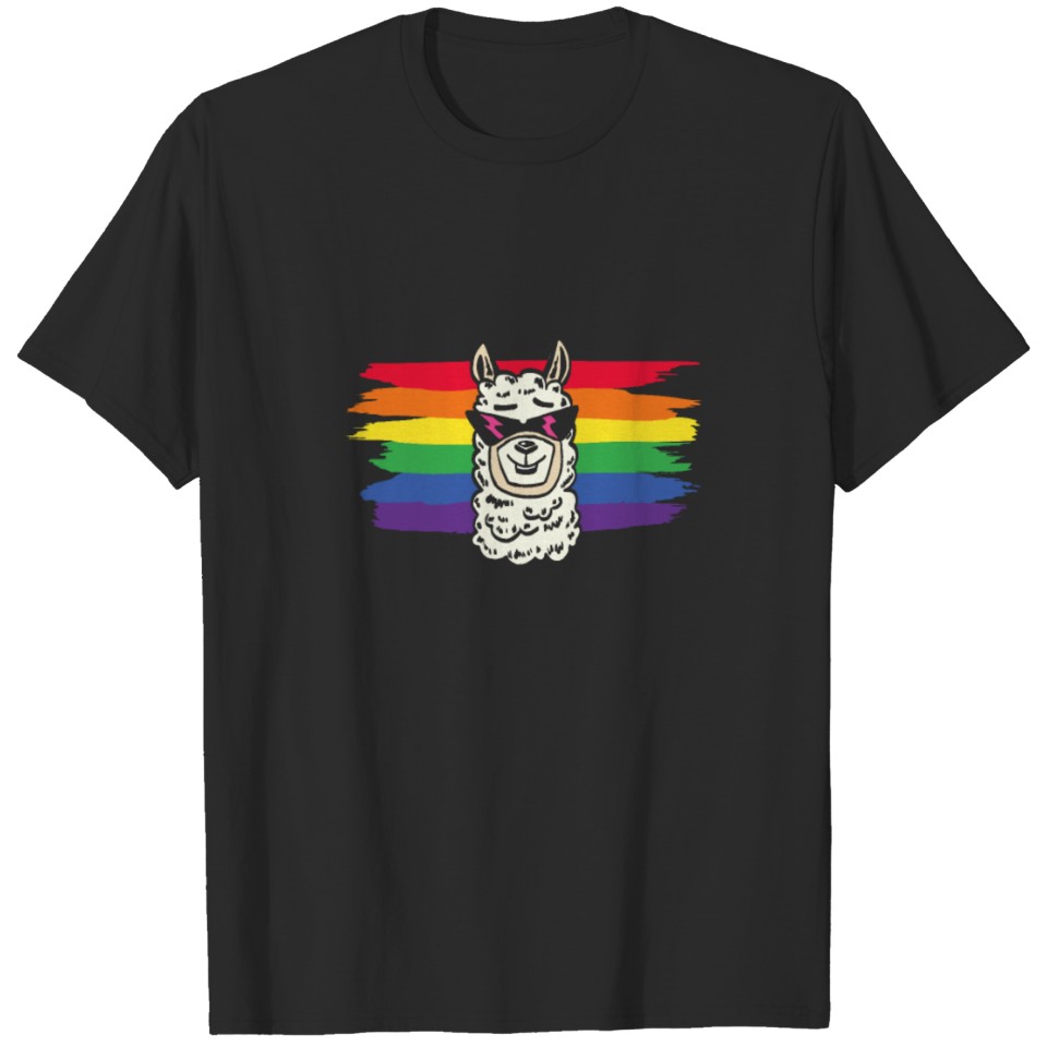 Lgbt Flag T Shirt Llama Gay Lesbian Resist Lama T-Shirt