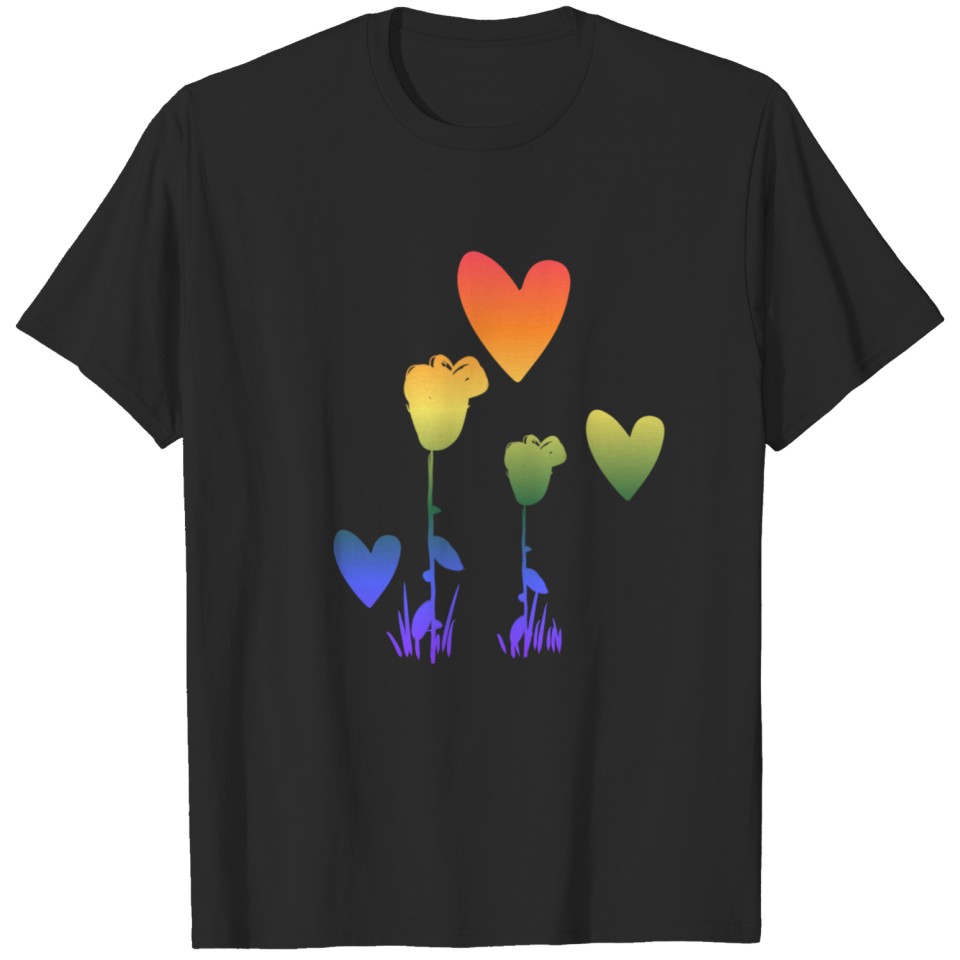 Lgbt Flowers Hearts Symbol Love T-Shirt