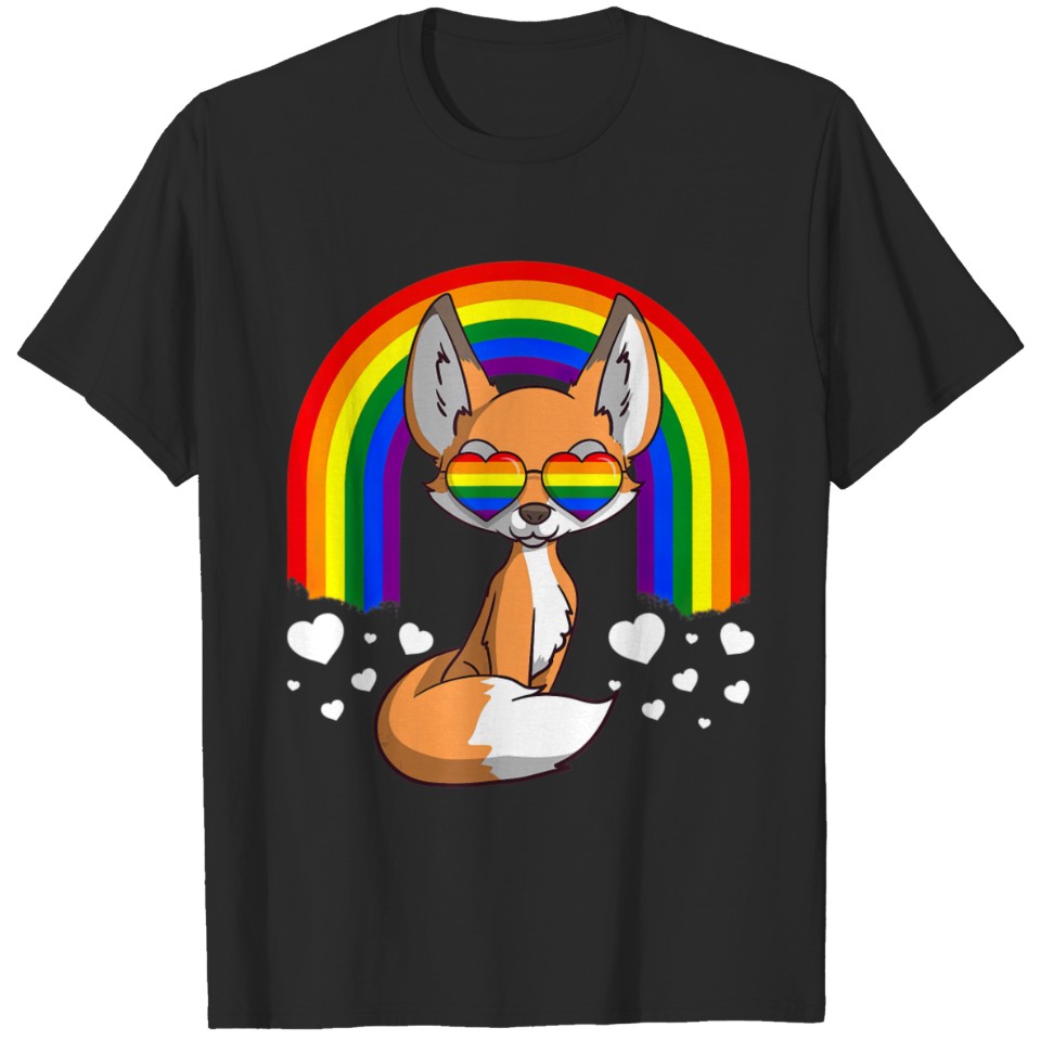 Lgbt Fox Gay Pride Rainbow Cute Gift Lgbtq T T-Shirt