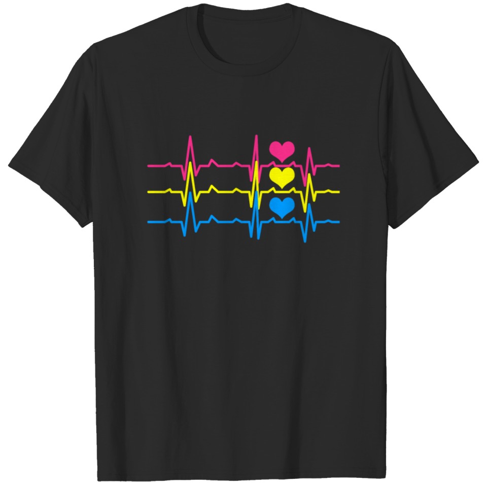 Lgbt Gay Heartbeat Shirt Pansexual Pride Flag Gift T-Shirt