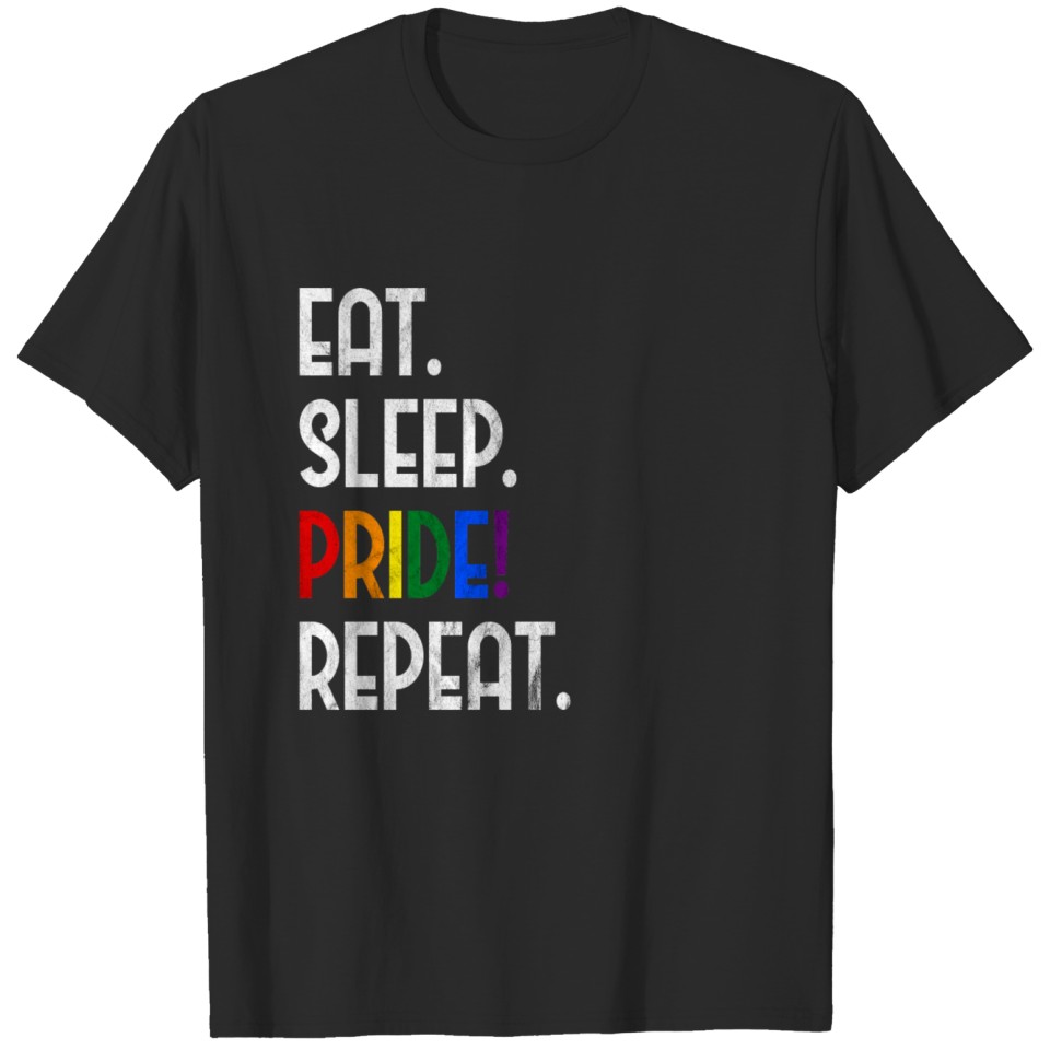 Lgbt Gay Lesbian Pride Rainbow Flag Gift Eat Sleep T-Shirt