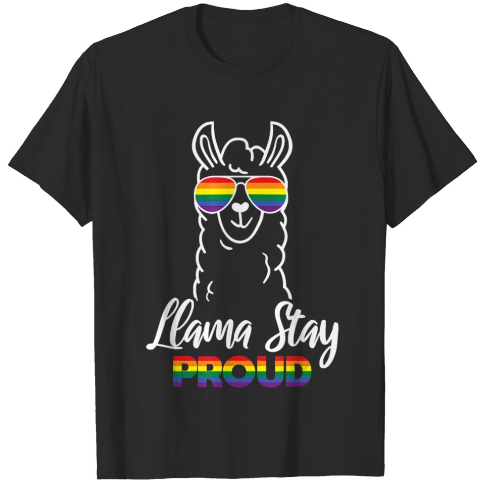 Lgbt Gay Llama Stay Proud Pride Month Flag Lgbt T-Shirt