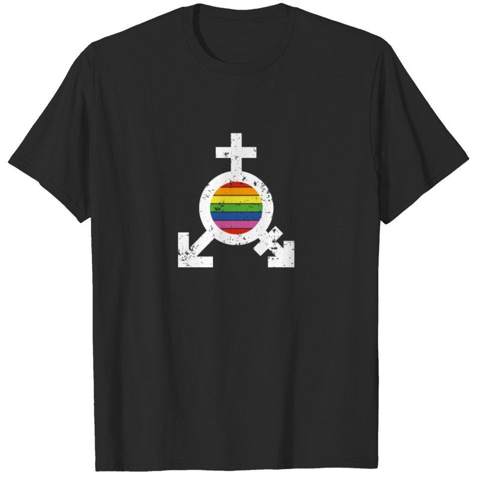 Lgbt Gay Pride 3Rd Gender Rainbow Flag Sign T-Shirt
