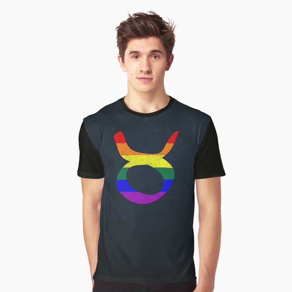 Lgbt Gay Pride Flag Taurus Zodiac Sign Graphic T-Shirt