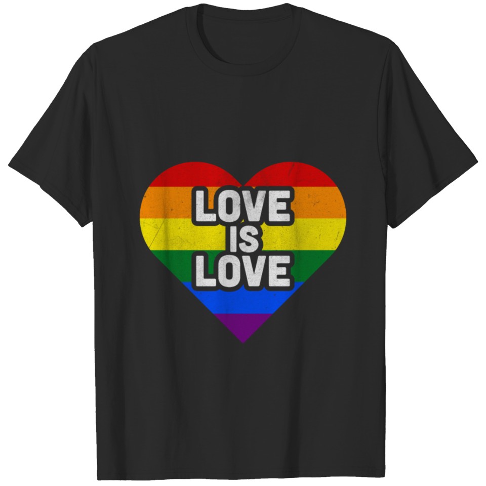 Lgbt Gay Pride Rainbow Color Flag Love Heart T-Shirt