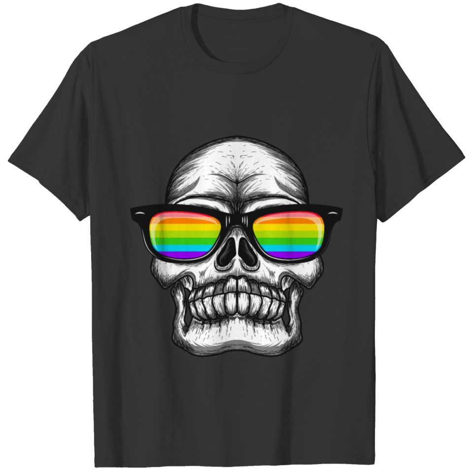 Lgbt Gay Pride Rainbow Flag Sunglasses Skull T Shirts
