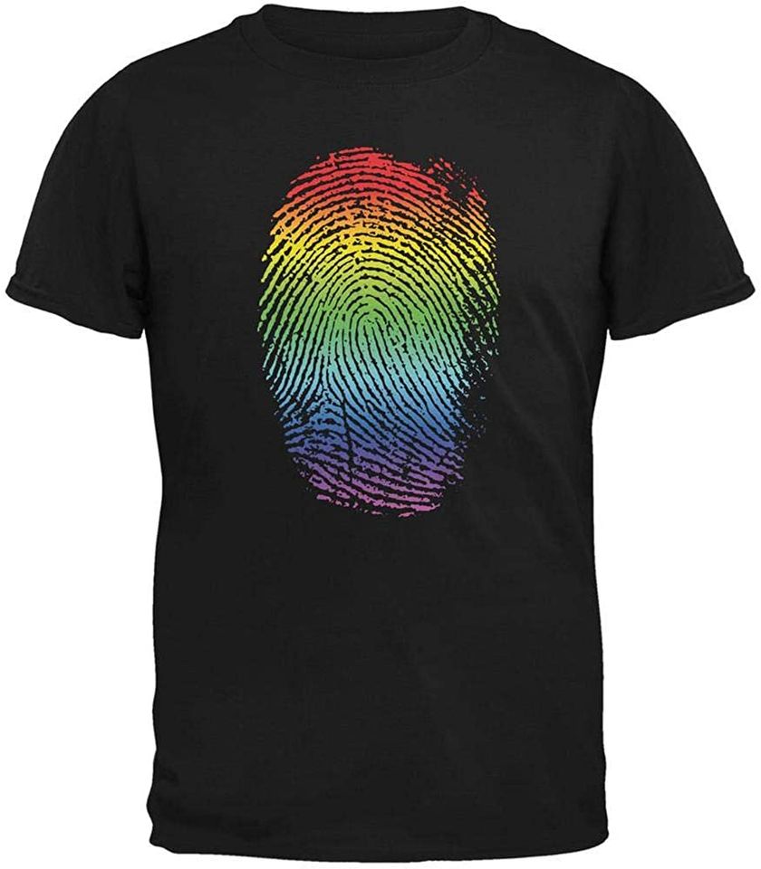 Lgbt Gay Pride Rainbow Thumbprint Black Adult T-Shirt