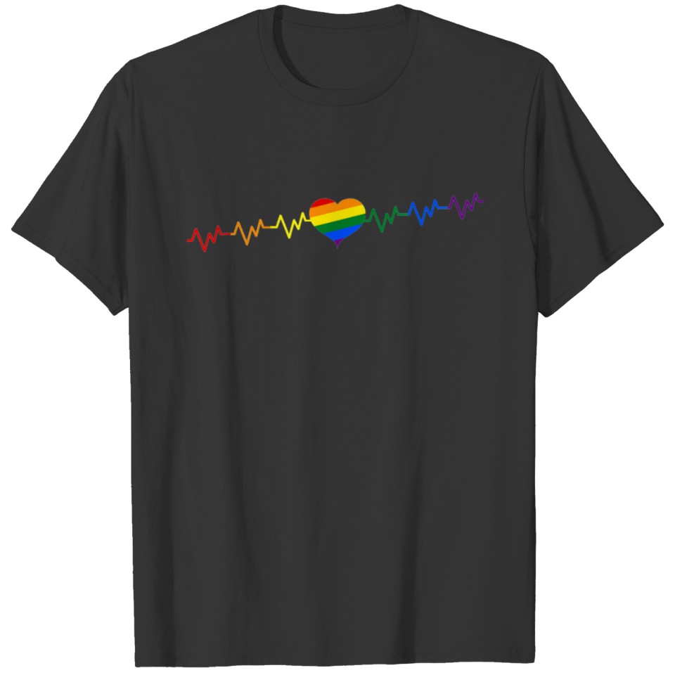 Lgbt Gay Rainbow Flag Heartbeat T Shirts