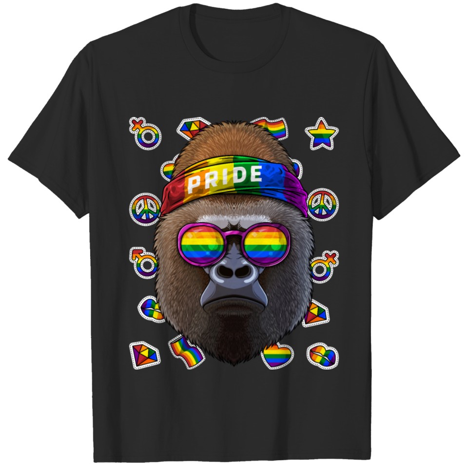 Lgbt Gorilla Gay Pride Month Animal Rainbow Lesbia T-Shirt