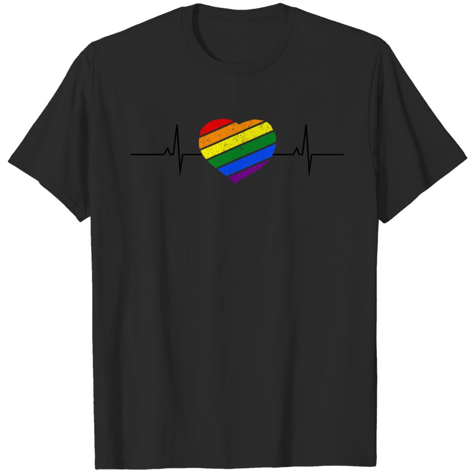 Lgbt Heart Beat Rainbow Pride Gay And Lesbian T-Shirt