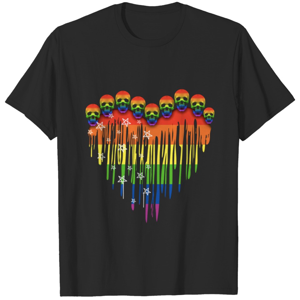 Lgbt Heart Skull - Lgbt Flag Heart Love T-Shirt