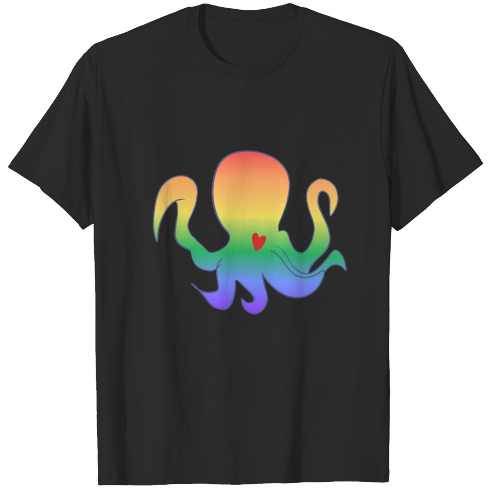 Lgbt Heart Symbol Rainbow Love Octopus T-Shirt