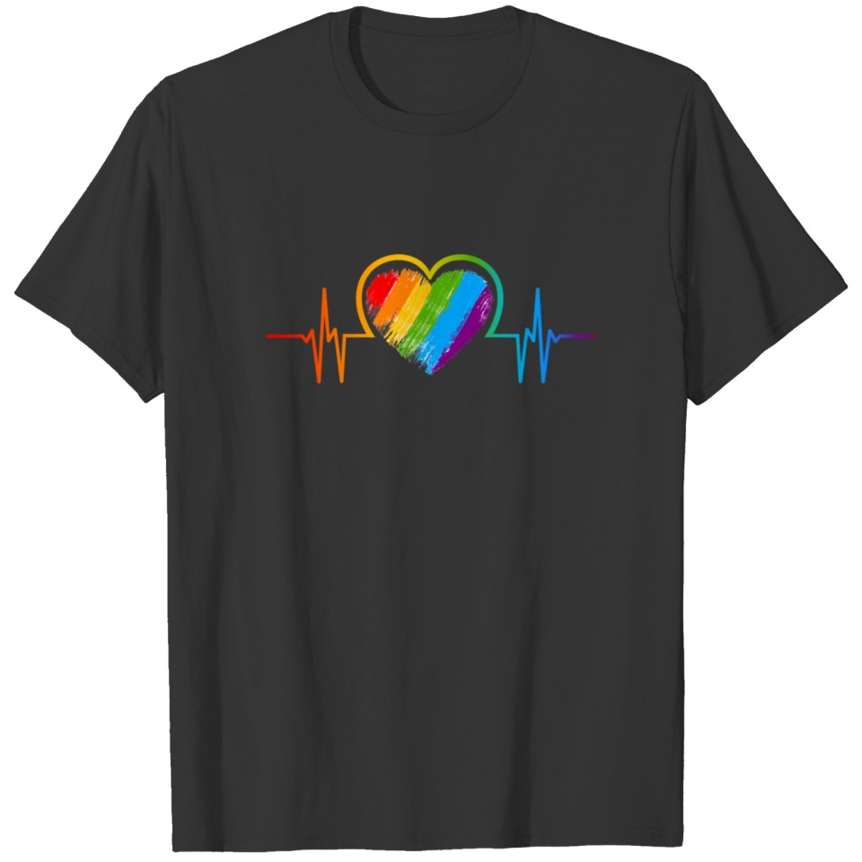 Lgbt Heartbeat Rainbow Gift T Shirts