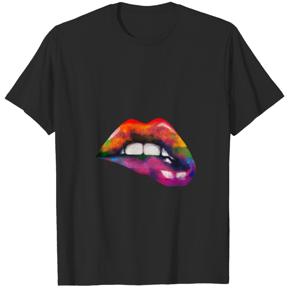 Lgbt Lesbian Gay Homosexual Pride - Rainbow Lips T-Shirt