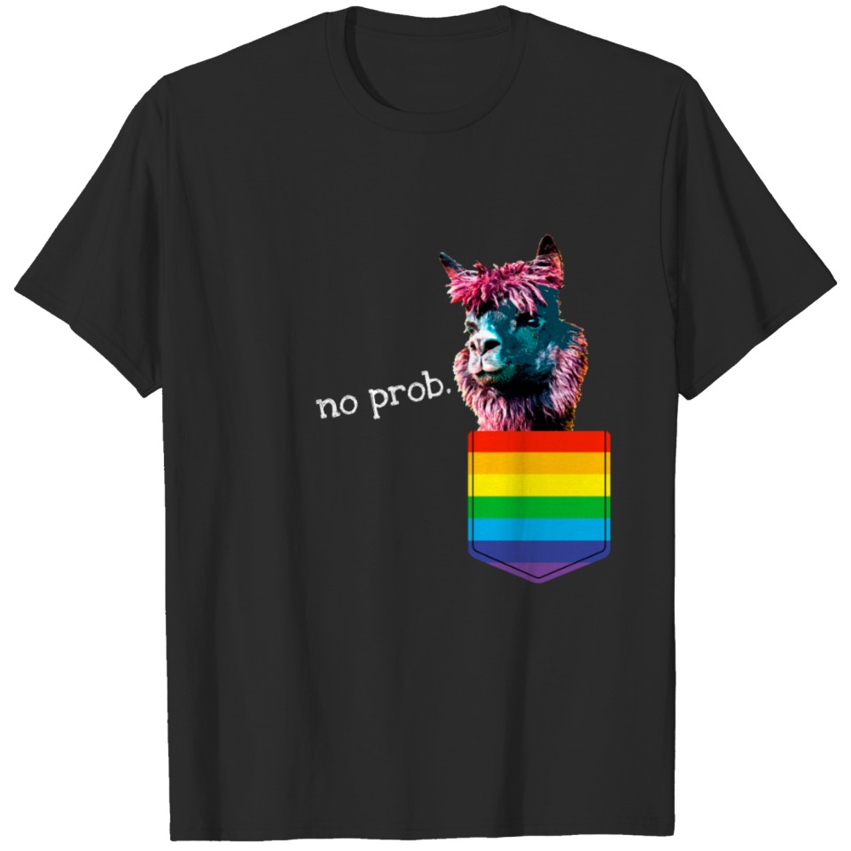 Lgbt Lgbtq Llama Lesbian Gay Trans Pocket Rainbow T-Shirt